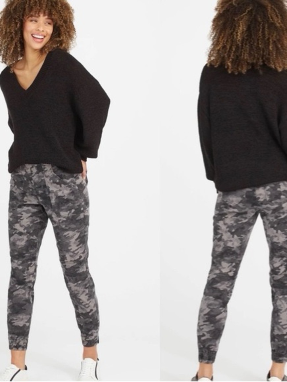 SPANX Stretch Twill Gray Camo Cargo Jogger Pants Sz M